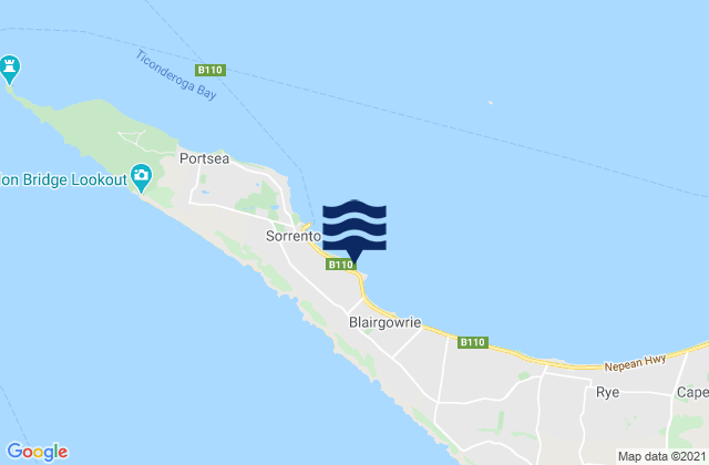 Mapa da tábua de marés em Sullivan Bay, Australia