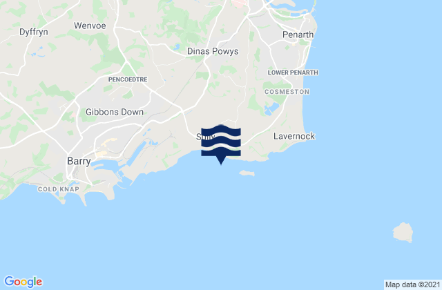 Mapa da tábua de marés em Sully Bay, United Kingdom