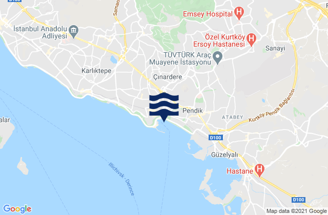 Mapa da tábua de marés em Sultanbeyli, Turkey