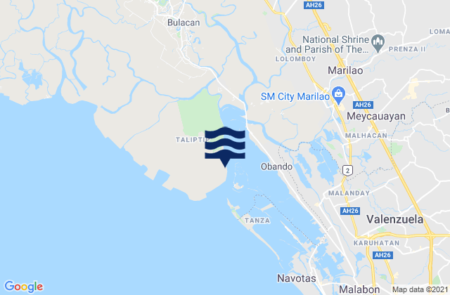 Mapa da tábua de marés em Sulucan, Philippines