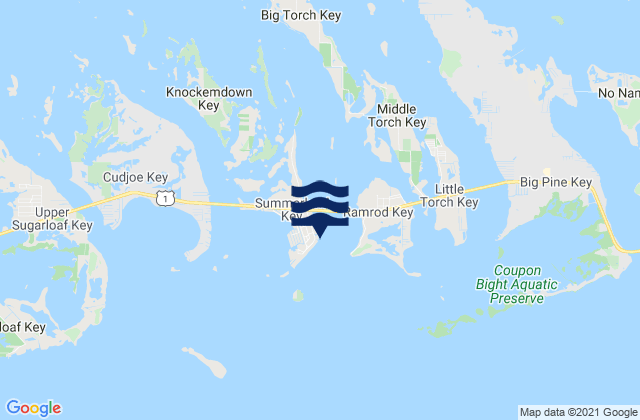 Mapa da tábua de marés em Summerland Key (Niles Channel South), United States