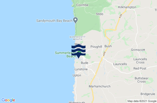 Mapa da tábua de marés em Summerleaze Beach, United Kingdom