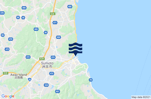 Mapa da tábua de marés em Sumoto Shi, Japan