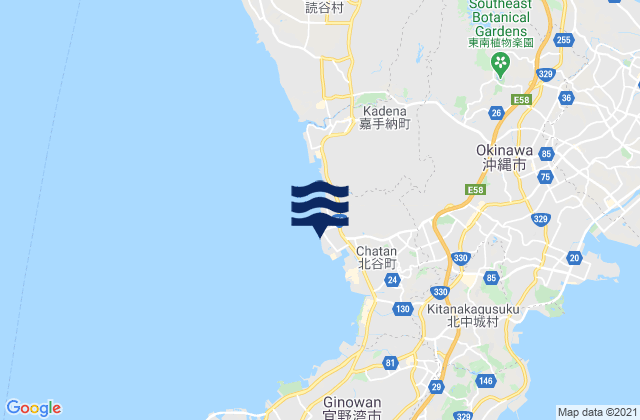Mapa da tábua de marés em Sunabe II, Japan