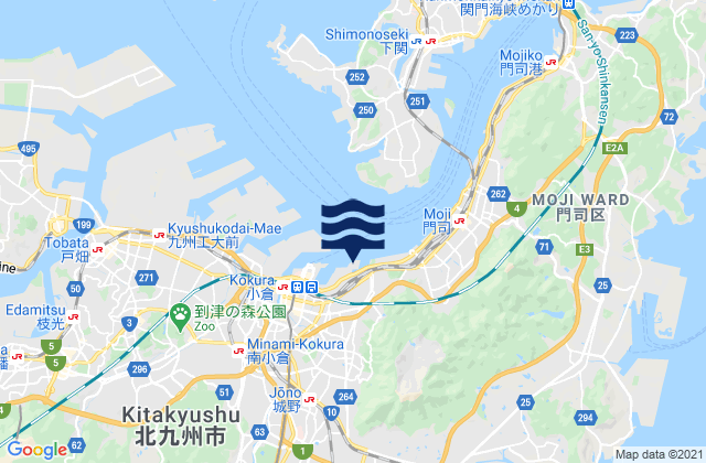 Mapa da tábua de marés em Sunatu, Japan