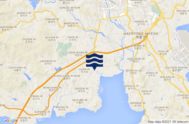 Mapa da tábua de marés em Suncheon-si, South Korea
