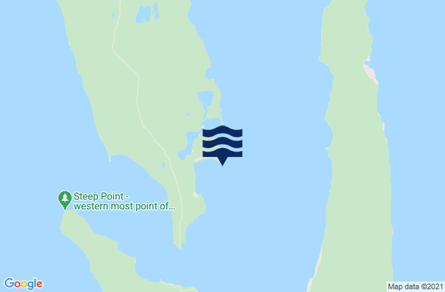 Mapa da tábua de marés em Sunday Island, Australia