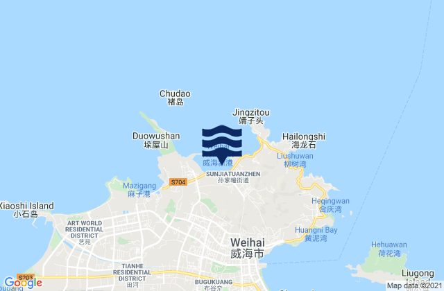 Mapa da tábua de marés em Sunjiatuan, China