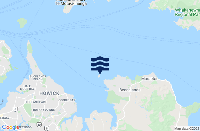 Mapa da tábua de marés em Sunkist Bay, New Zealand