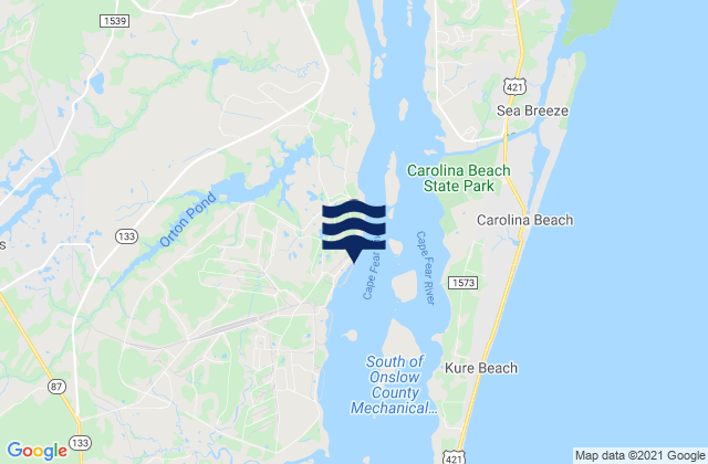 Mapa da tábua de marés em Sunny Point Army Base Wharf No.3, United States