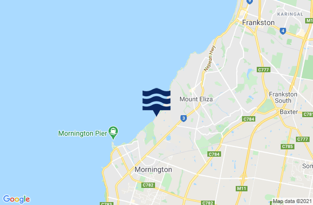 Mapa da tábua de marés em Sunnyside Beach, Australia