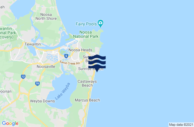 Mapa da tábua de marés em Sunrise Beach, Australia