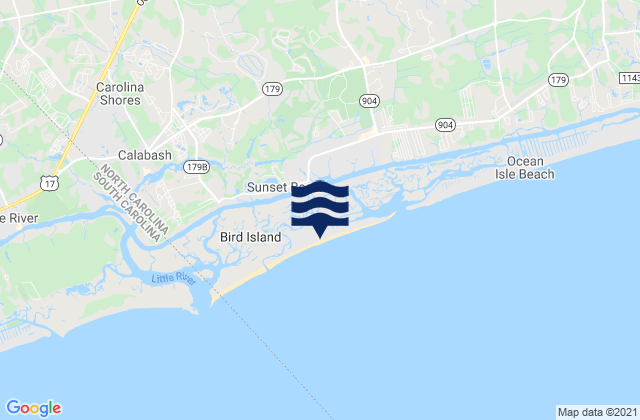 Mapa da tábua de marés em Sunset Beach, United States