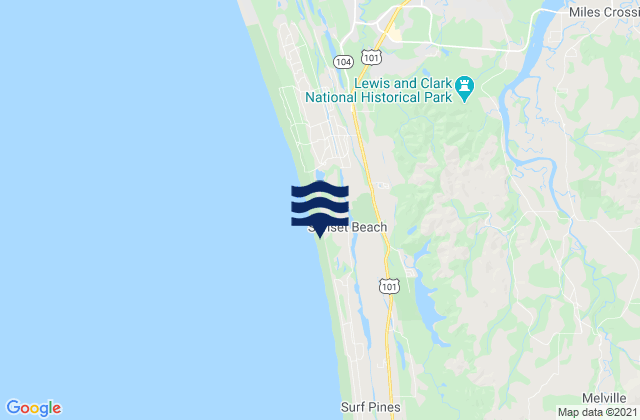 Mapa da tábua de marés em Sunset Beach Gearhart , United States