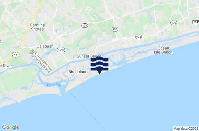 Mapa da tábua de marés em Sunset Beach Pier, United States