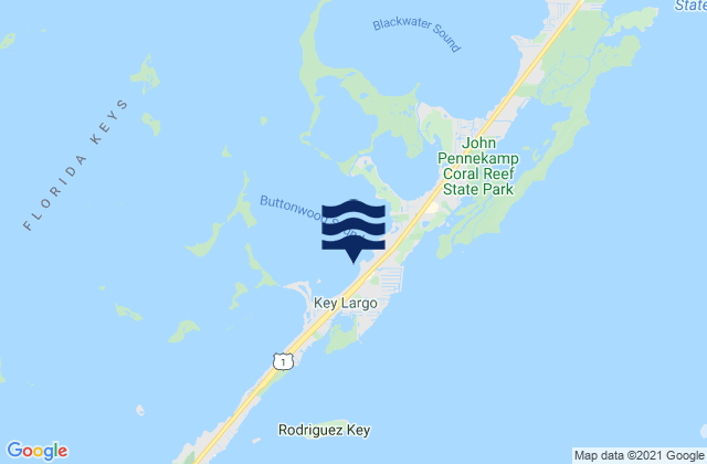 Mapa da tábua de marés em Sunset Cove Key Largo Buttonwood Sound, United States