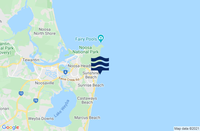 Mapa da tábua de marés em Sunshine Beach, Australia
