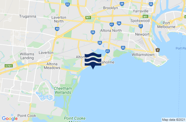 Mapa da tábua de marés em Sunshine West, Australia