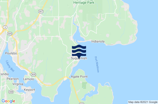 Mapa da tábua de marés em Suquamish, United States