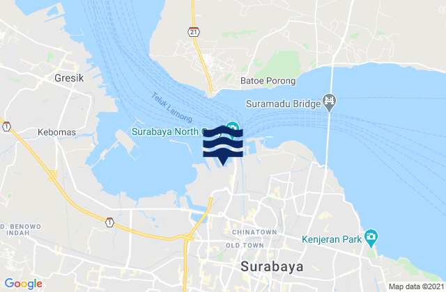 Mapa da tábua de marés em Surabaja (Surabaja Str), Indonesia