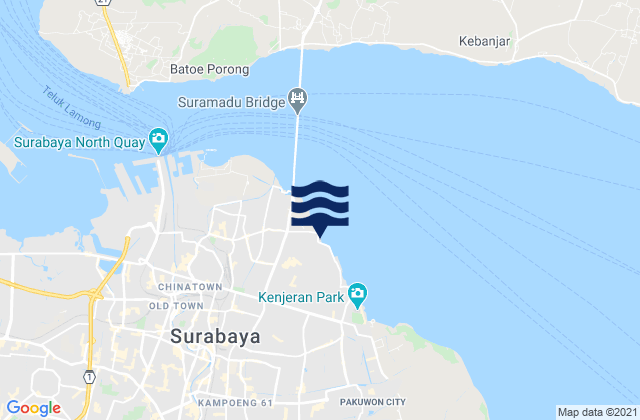 Mapa da tábua de marés em Surabaya, Indonesia