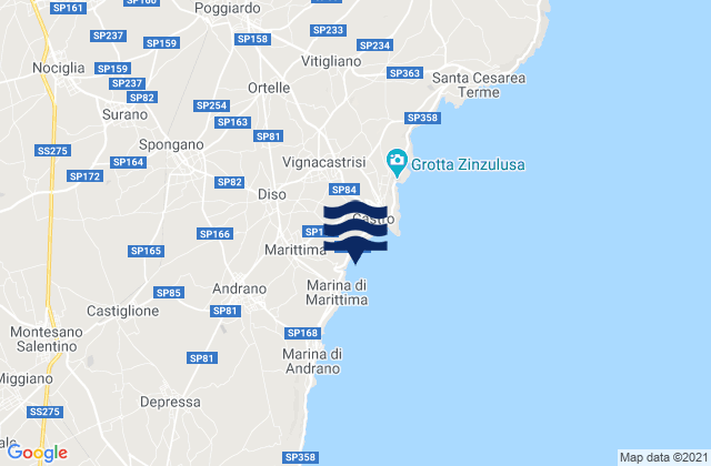 Mapa da tábua de marés em Surano, Italy
