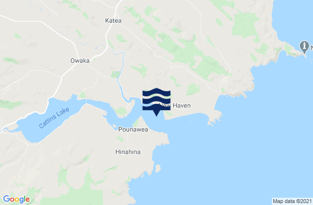 Mapa da tábua de marés em Surat Bay, New Zealand
