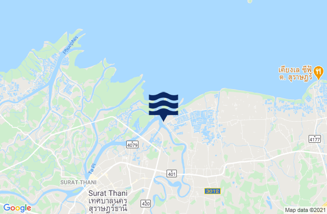 Mapa da tábua de marés em Surat Thani, Thailand