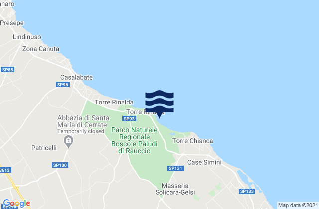 Mapa da tábua de marés em Surbo, Italy