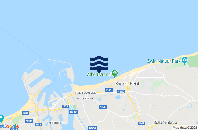 Mapa da tábua de marés em Surfers Paradise, Netherlands