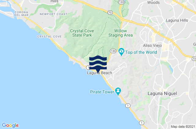 Mapa da tábua de marés em Surfside Beach, United States