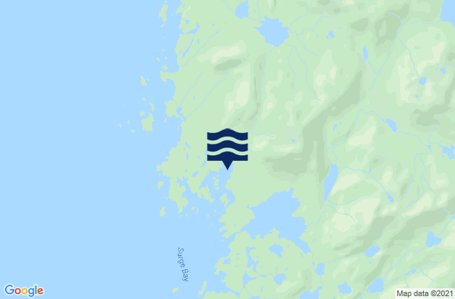 Mapa da tábua de marés em Surge Bay, United States