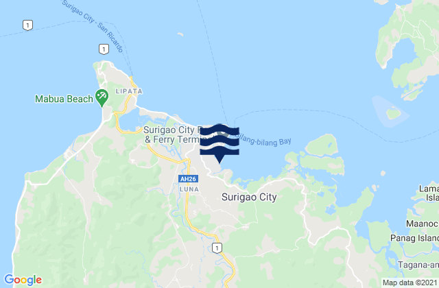 Mapa da tábua de marés em Surigao City, Philippines