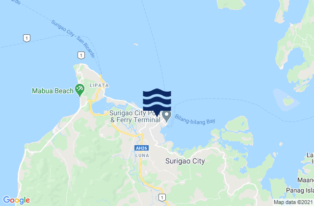 Mapa da tábua de marés em Surigao, Philippines
