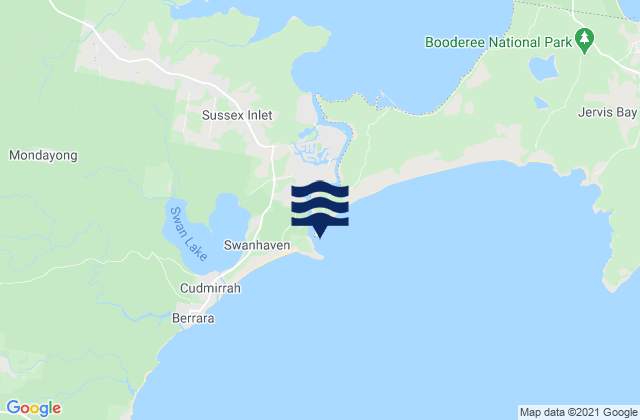 Mapa da tábua de marés em Sussex Inlet, Australia