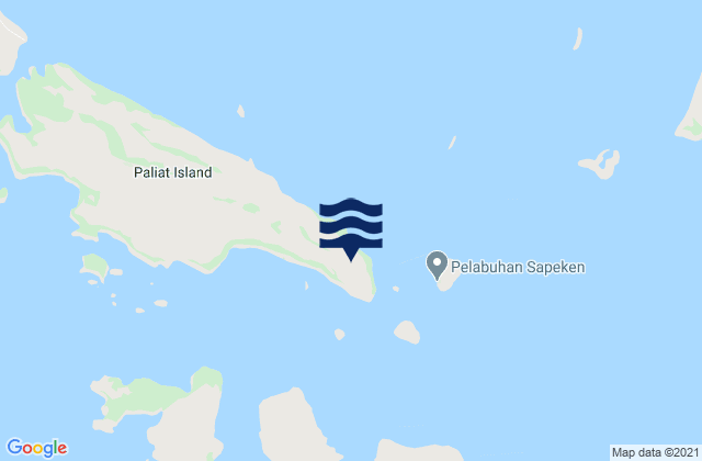 Mapa da tábua de marés em Susunan, Indonesia