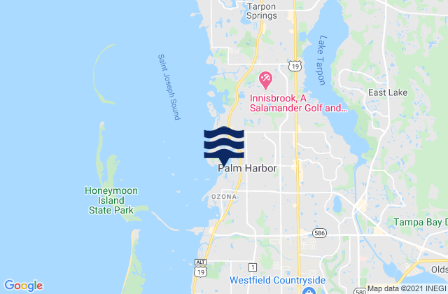 Mapa da tábua de marés em Sutherland Bayou, United States