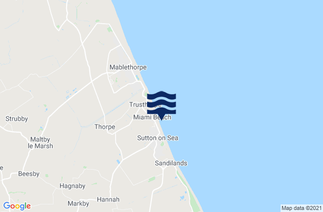 Mapa da tábua de marés em Sutton-on-Sea Beach, United Kingdom