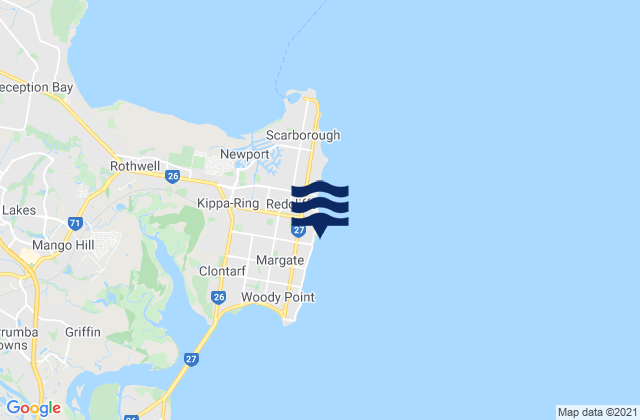 Mapa da tábua de marés em Suttons Beach, Australia