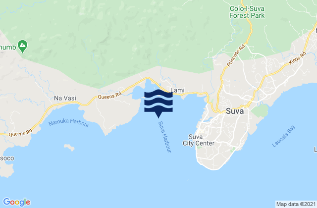 Mapa da tábua de marés em Suva, Fiji