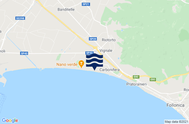 Mapa da tábua de marés em Suvereto, Italy