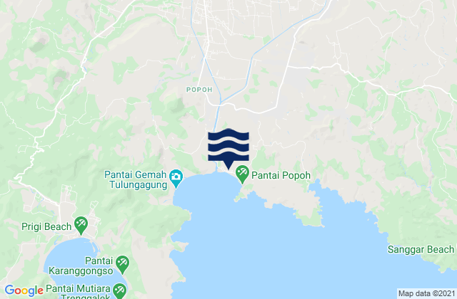 Mapa da tábua de marés em Suwaluh, Indonesia