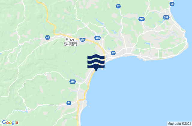 Mapa da tábua de marés em Suzu Shi, Japan