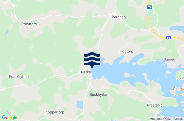 Mapa da tábua de marés em Svalsta, Sweden