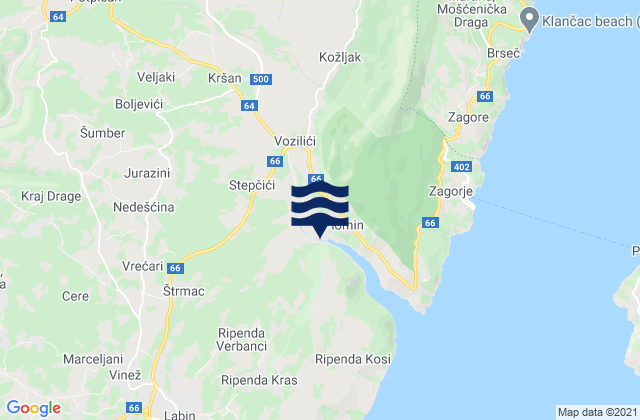 Mapa da tábua de marés em Sveta Nedelja, Croatia