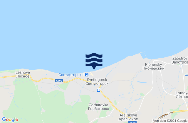 Mapa da tábua de marés em Svetlogorsk, Russia