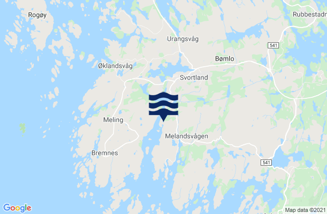 Mapa da tábua de marés em Svortland, Norway