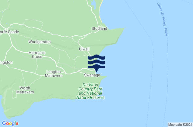 Mapa da tábua de marés em Swanage, United Kingdom