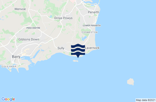 Mapa da tábua de marés em Swanbridge Bay, United Kingdom