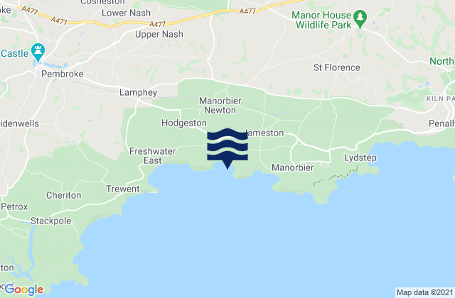 Mapa da tábua de marés em Swanlake Bay Beach, United Kingdom